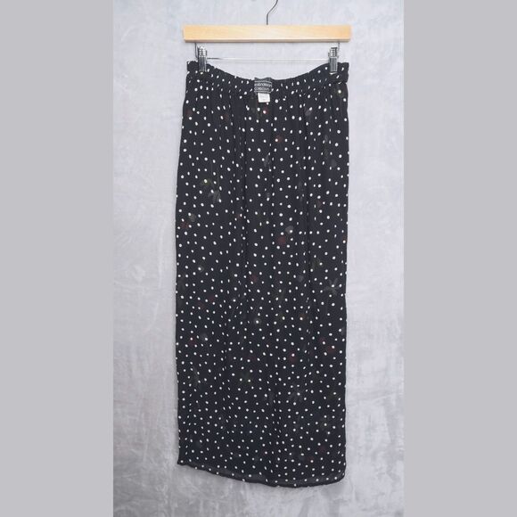 CAROLE ANDERSON Vintage Dark Floral Maxi Wrap Skirt Size S High Slit Mixed Print - Picture 5 of 9